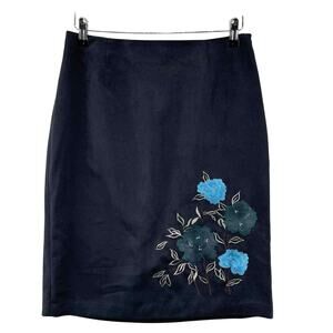 Vintage Alfani Whimsigoth Fairy Velvet Skirt Womens‎ 10 Black Blue Embroidered